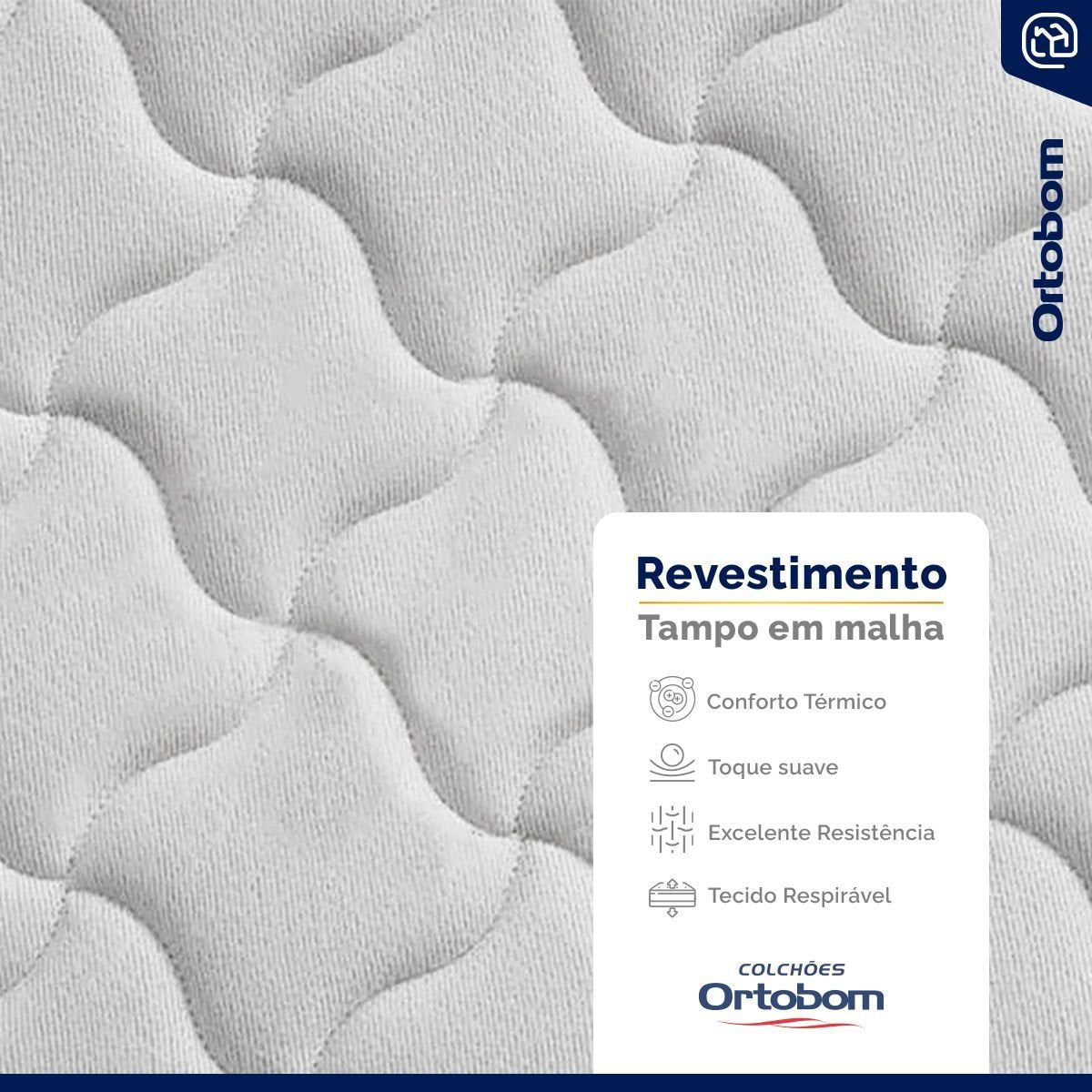 Colchão Casal Espuma D33 One Face Ortobom Airtech 100 Cinza 138x188x18cm