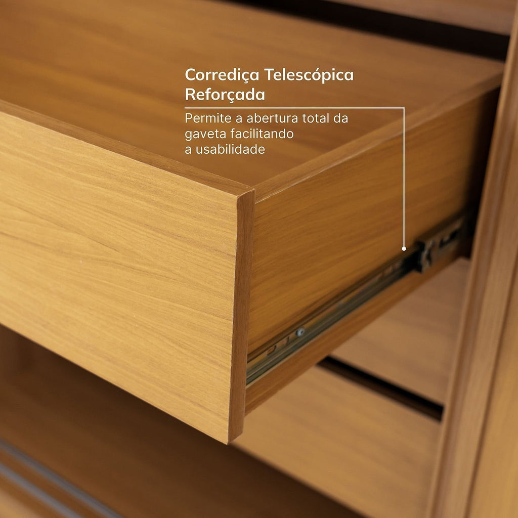 Guarda-Roupa Casal 3 Portas de Correr Samambaia CabeCasa MadeiraOriginals 100% MDP/MDF Carvalho