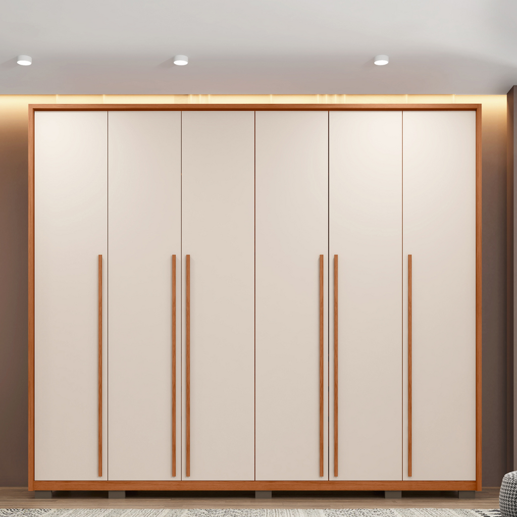 Guarda-Roupa Casal 6 Portas 6 Gavetas Suburban Gold Espresso Móveis 100% MDF Marrom/Freijó/Off White