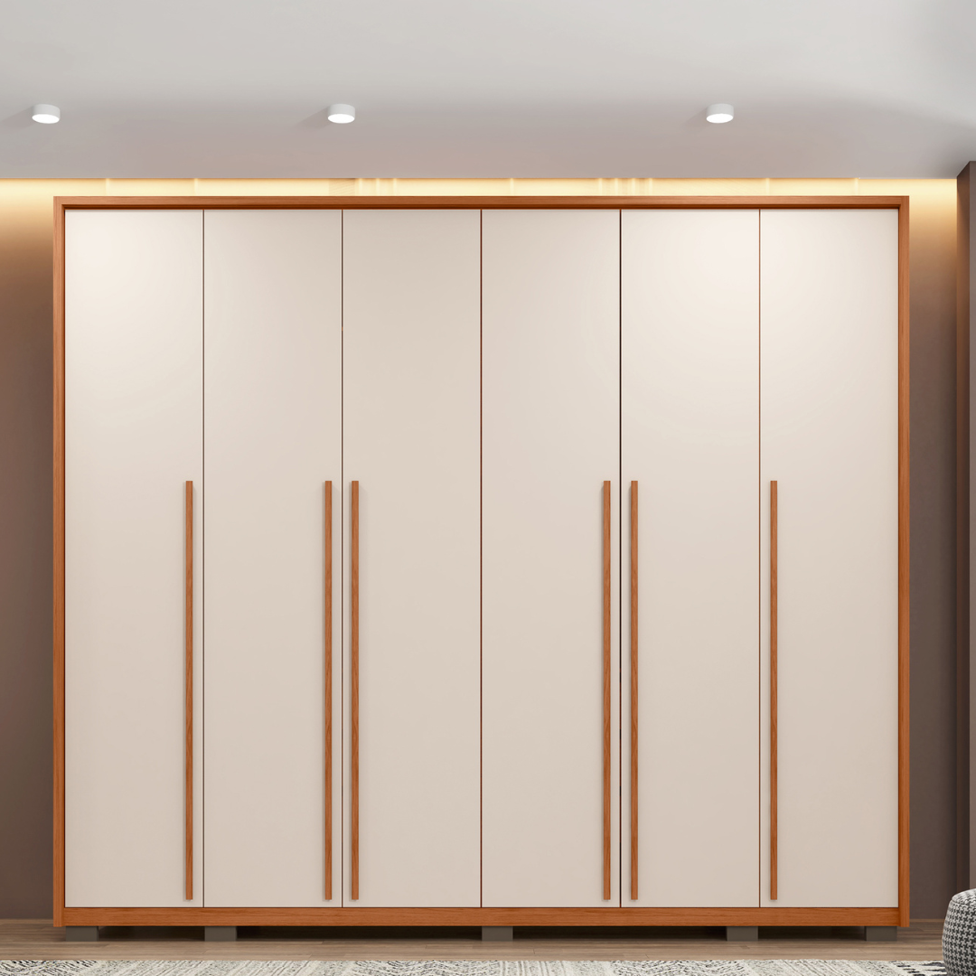 Guarda-Roupa Casal 6 Portas 6 Gavetas Suburban Gold Espresso Móveis 100% MDF Marrom/Freijó/Off White