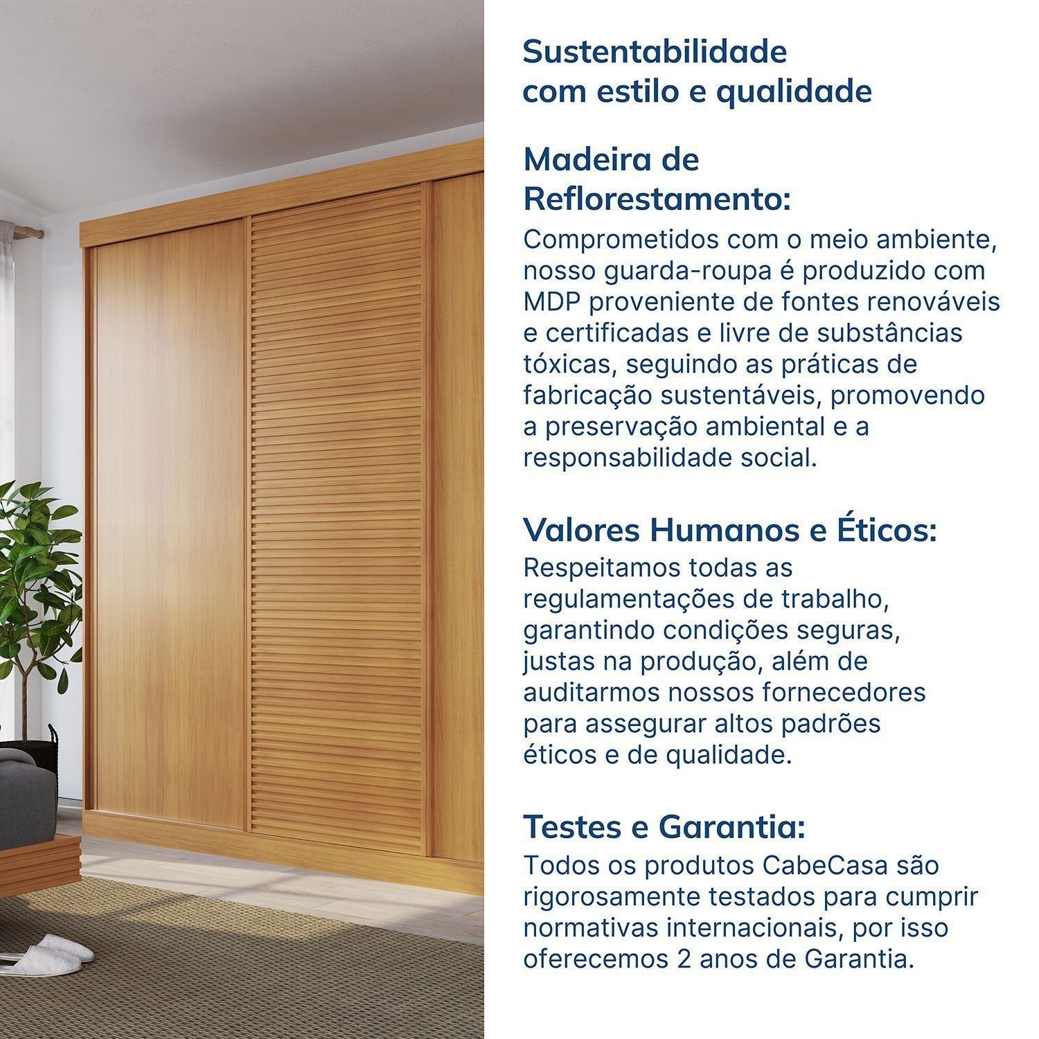 Guarda-Roupa Casal 3 Portas de Correr Samambaia CabeCasa MadeiraOriginals 100% MDP/MDF Carvalho