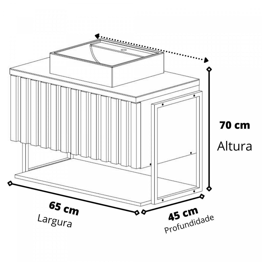 Gabinete para Banheiro Suspenso com Cuba MGM Móveis Helsing 65cm Titanium Preto