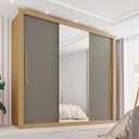 Guarda-Roupa Casal 3 Portas com Espelho 4 Gavetas Costa Rica Sallêto Móveis MDF/MDP Cinamomo/Off-White