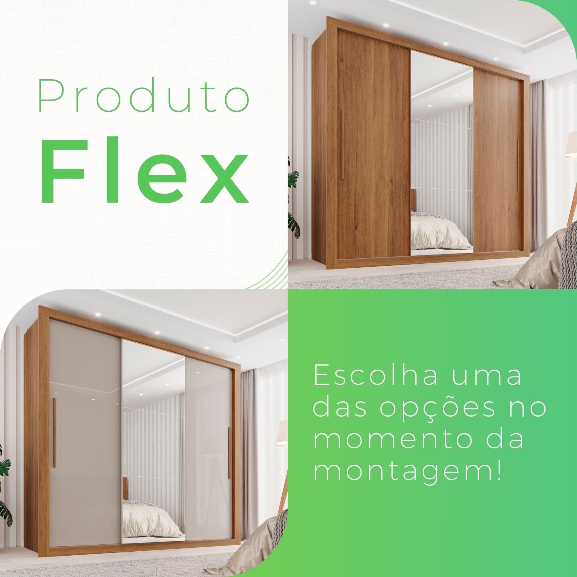 Guarda-Roupa Casal 3 Portas com Espelho 4 Gavetas Costa Rica Sallêto Móveis MDF/MDP Cinamomo/Off-White