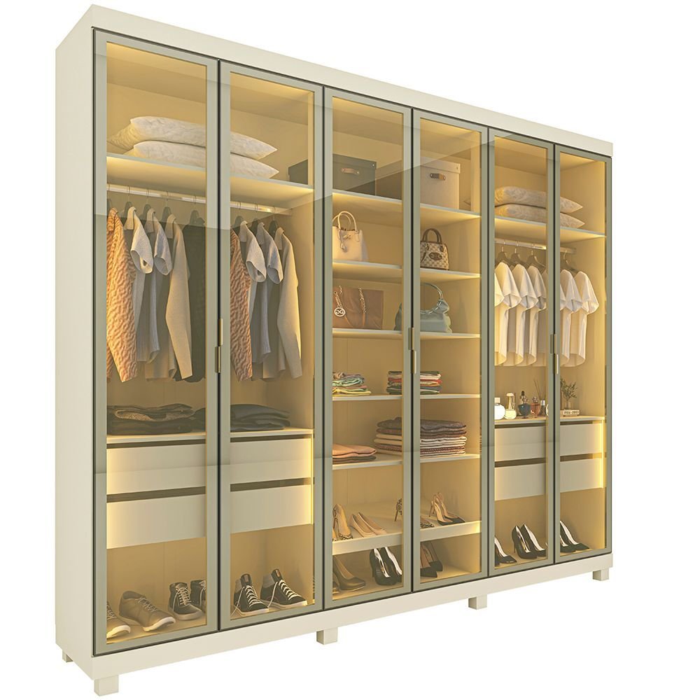 Guarda-Roupa Casal 6 Portas 4 Gavetas Imperatriz Yescasa 100% MDF Off White