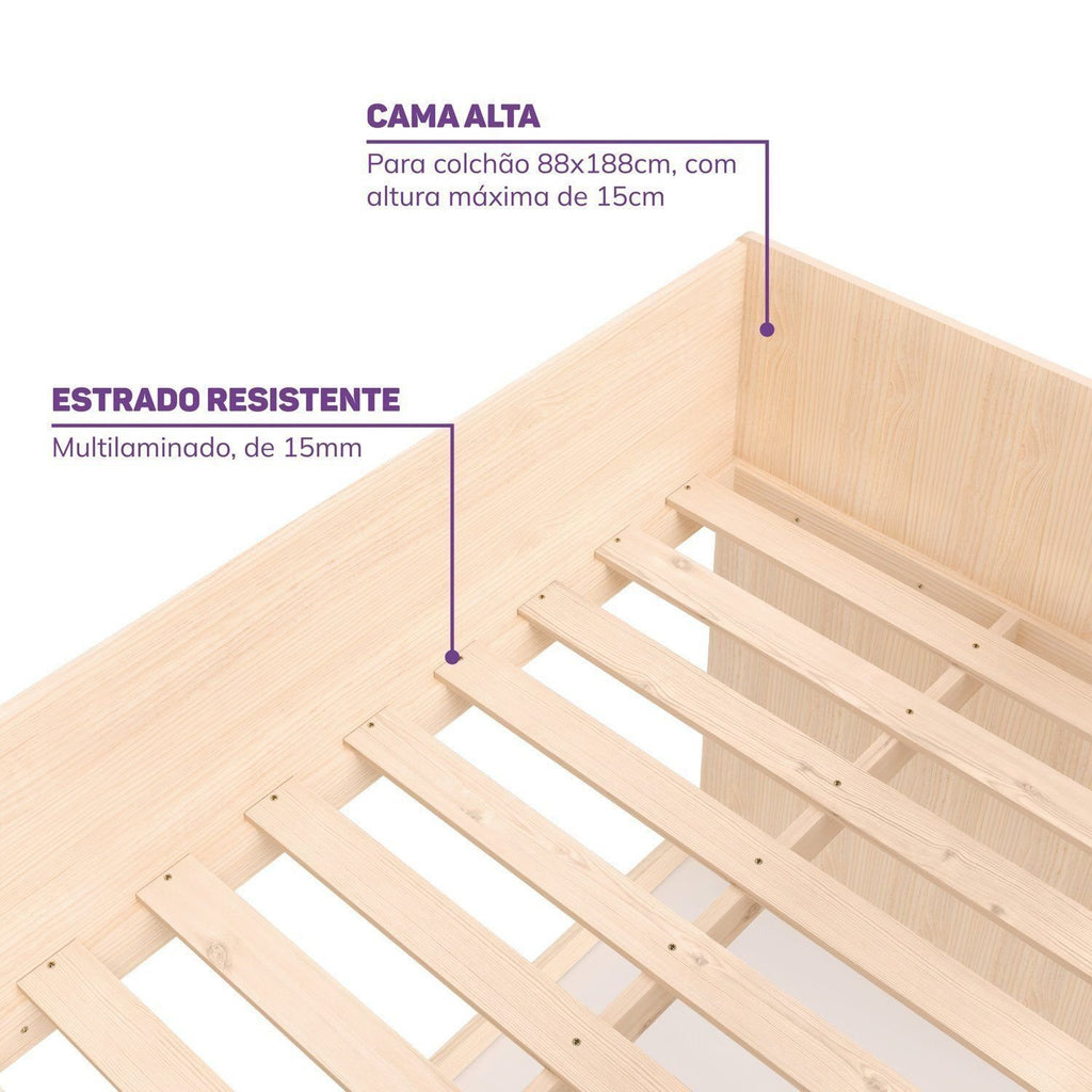 Cama Elevada Infantil com Escada e Gavetas Artsy MadeiraOriginals Casatema