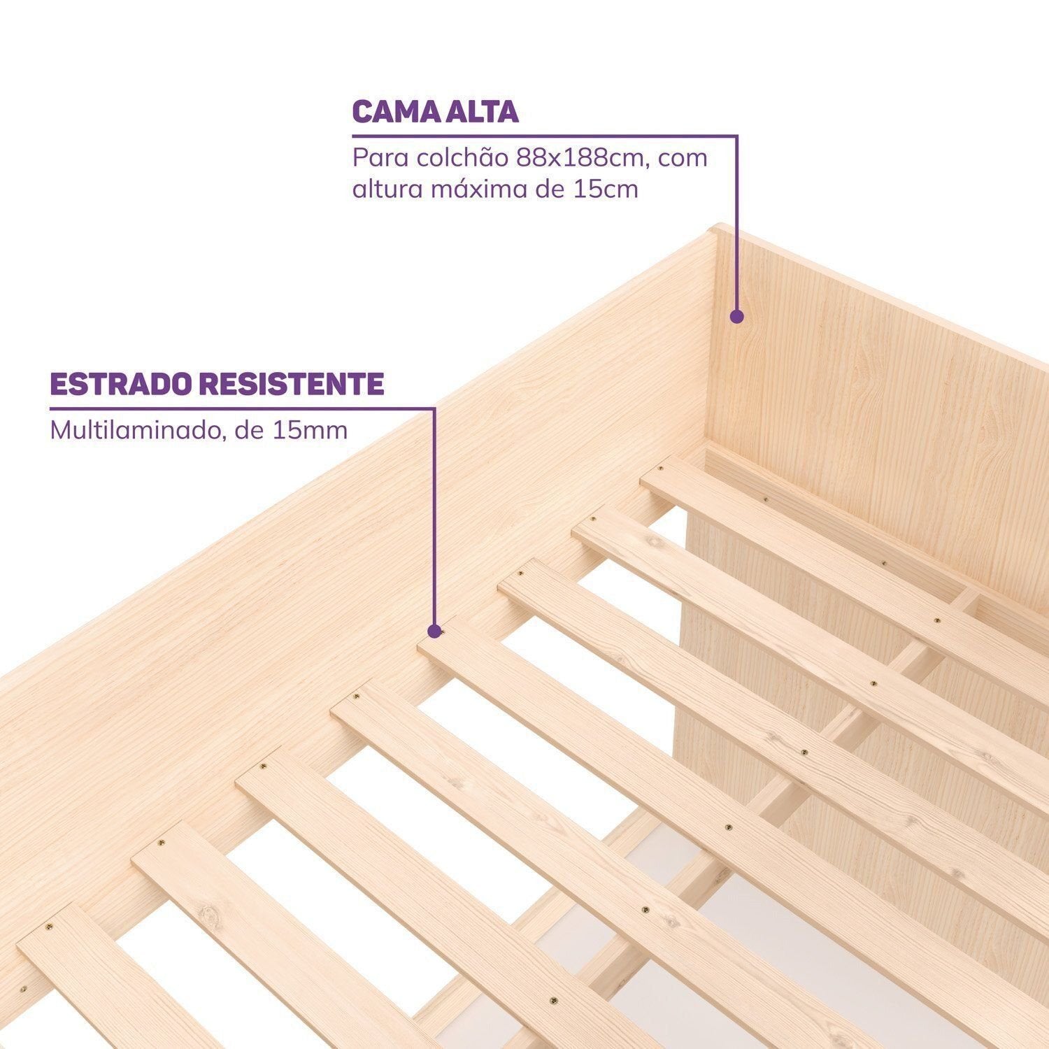 Cama Elevada Infantil com Escada e Gavetas Artsy MadeiraOriginals Casatema