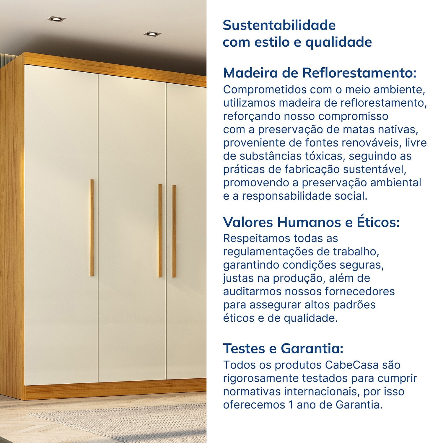 Guarda-Roupa Casal 6 Portas Carnaúba CabeCasa MadeiraOriginals 100% MDF Marrom/Off White
