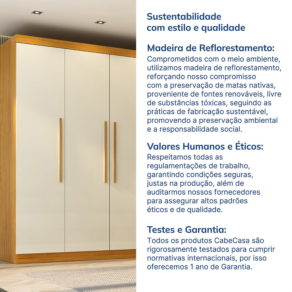 Guarda-Roupa Casal 6 Portas Carnaúba CabeCasa MadeiraOriginals 100% MDF Marrom/Marrome/Off White