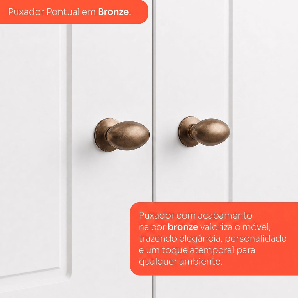 Guarda-Roupa Casal 6 Portas 4 Gavetas Nova York Espresso Móveis Branco