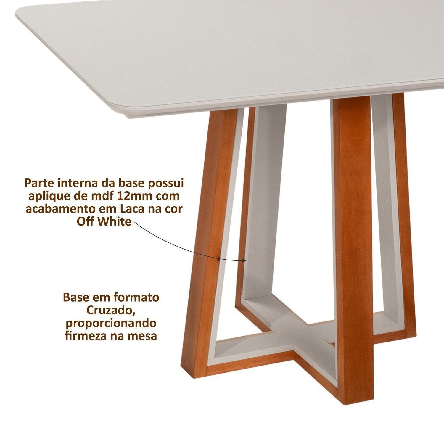 Conjunto Sala de Jantar Mesa Viena Tampo Vidro/MDF com 4 Cadeiras Ímola Authentic Espresso Móveis Champagnhe/Off White