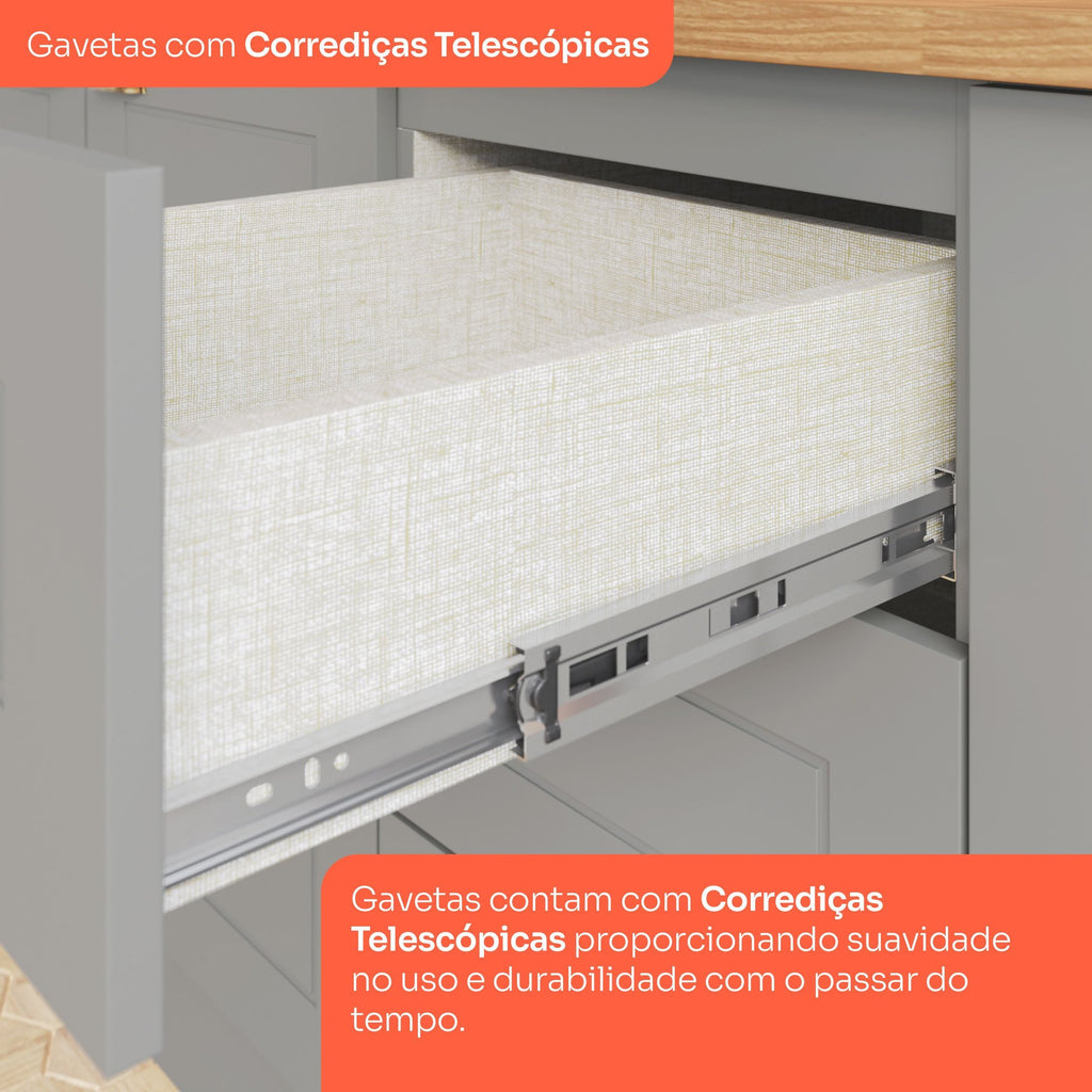 Cozinha Completa Modulada 5 Peças Emily Cinza/Nature Espresso Móveis
