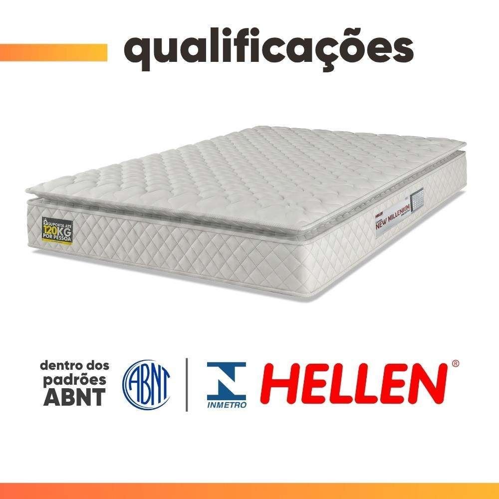 Colchão Casal Espuma D33 Pillow Top New Millenium Hellen 138x188x19cm Branco