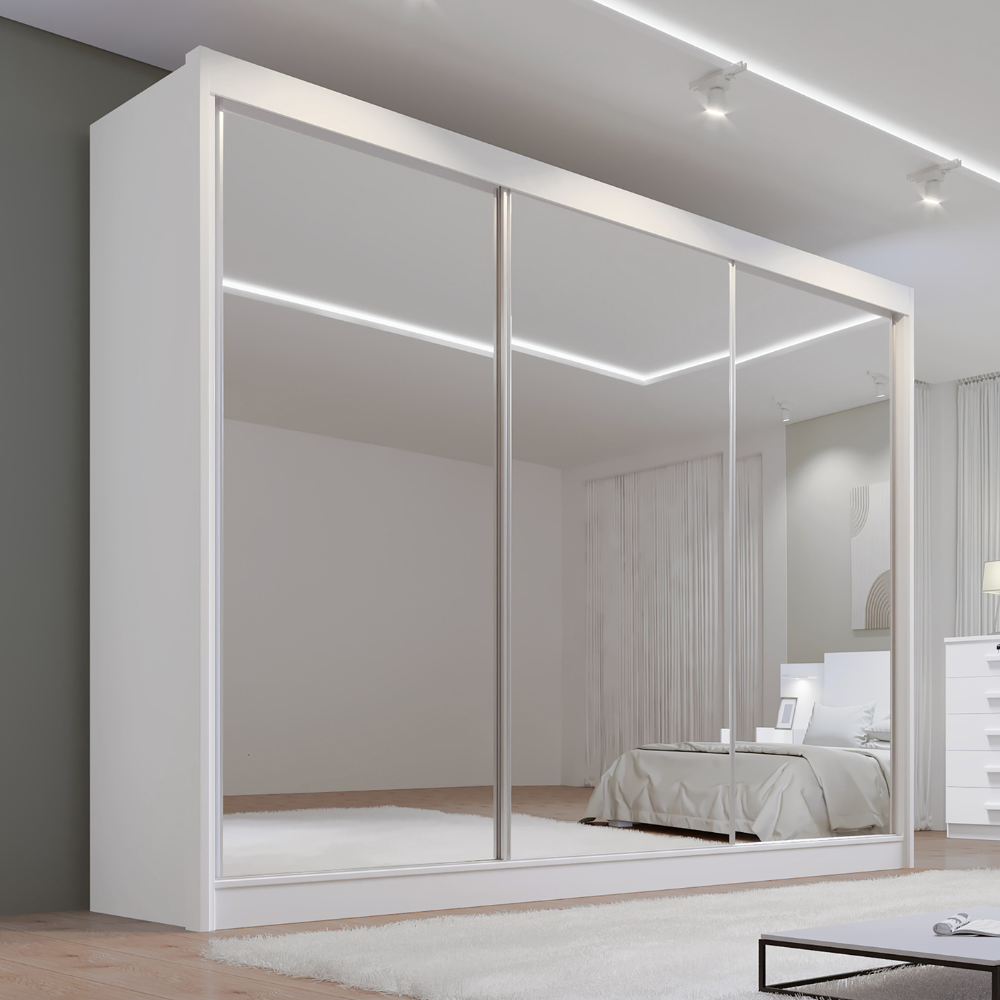 Guarda-Roupa Casal 3 Portas de Correr 6 Gavetas Qatar D Doro 100% MDF Cinamomo/Marrom