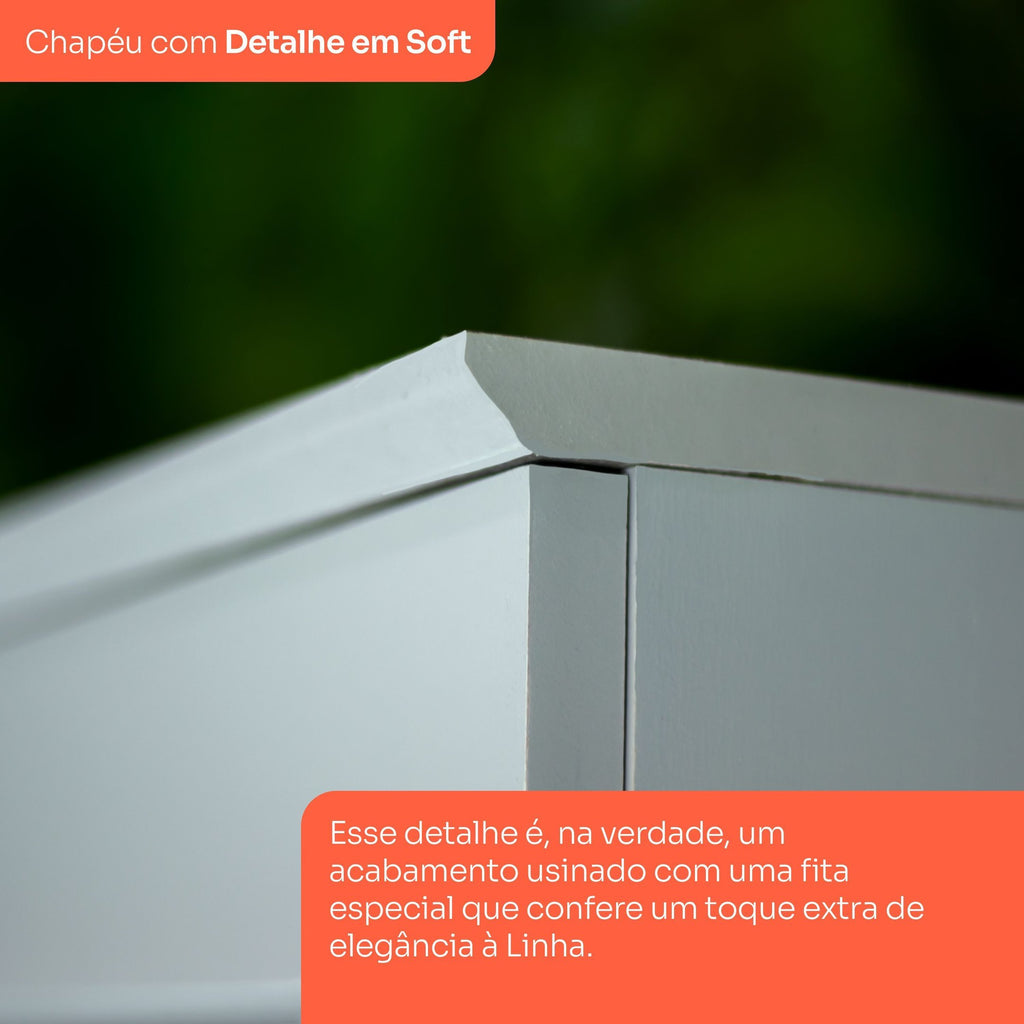 Armário Aéreo 3 Portas 120cm Emily Espresso Móveis Branco HP