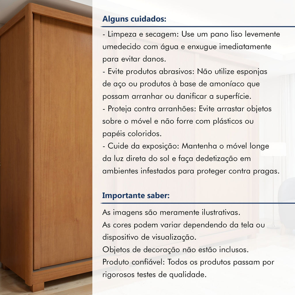 Guarda-Roupa Casal 3 Portas 6 Gavetas com Pés Ollie Yescasa 100% MDF Marrom Amêndoa Clean/Off White