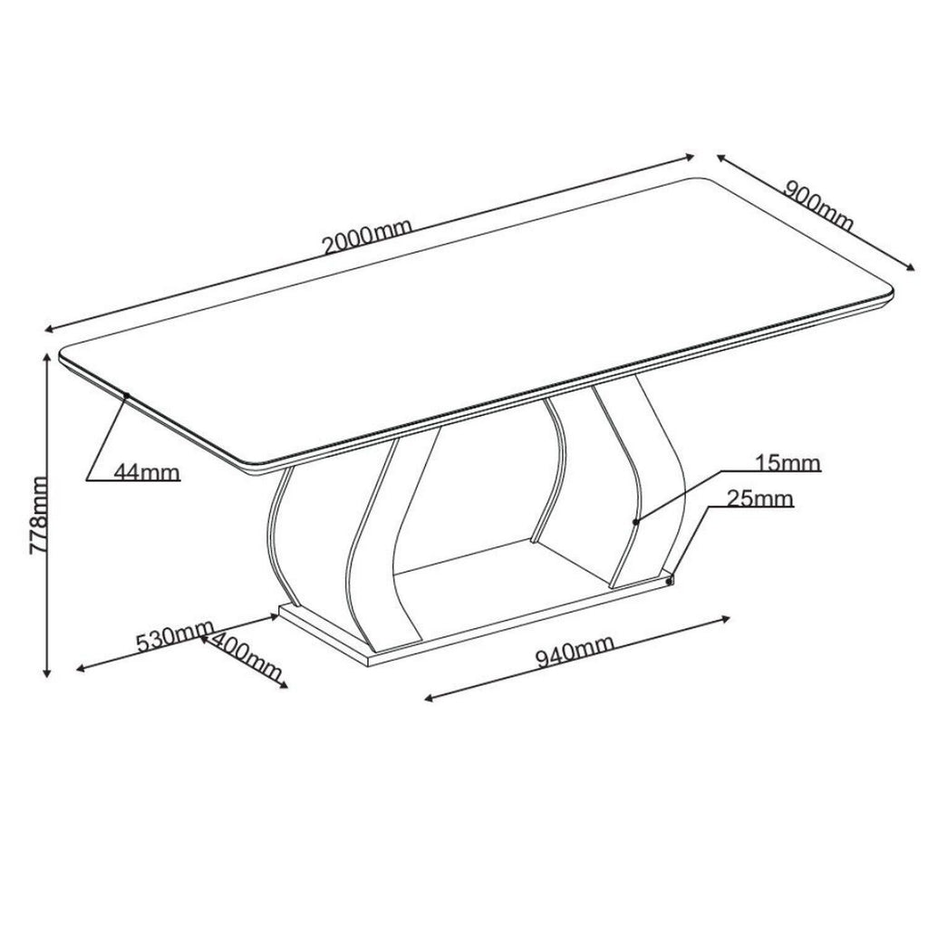 Conjunto Sala de Jantar Mesa Retangular Tampo Vidro e MDF com 8 Cadeiras Renova Yescasa