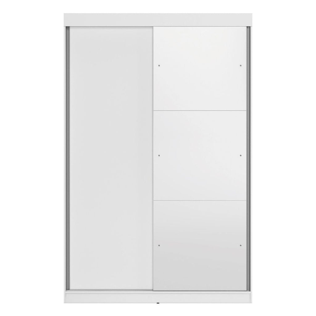 Guarda-Roupa Solteiro 2 Portas de Correr 2 Gavetas com Espelho Peônia Yescasa Branco