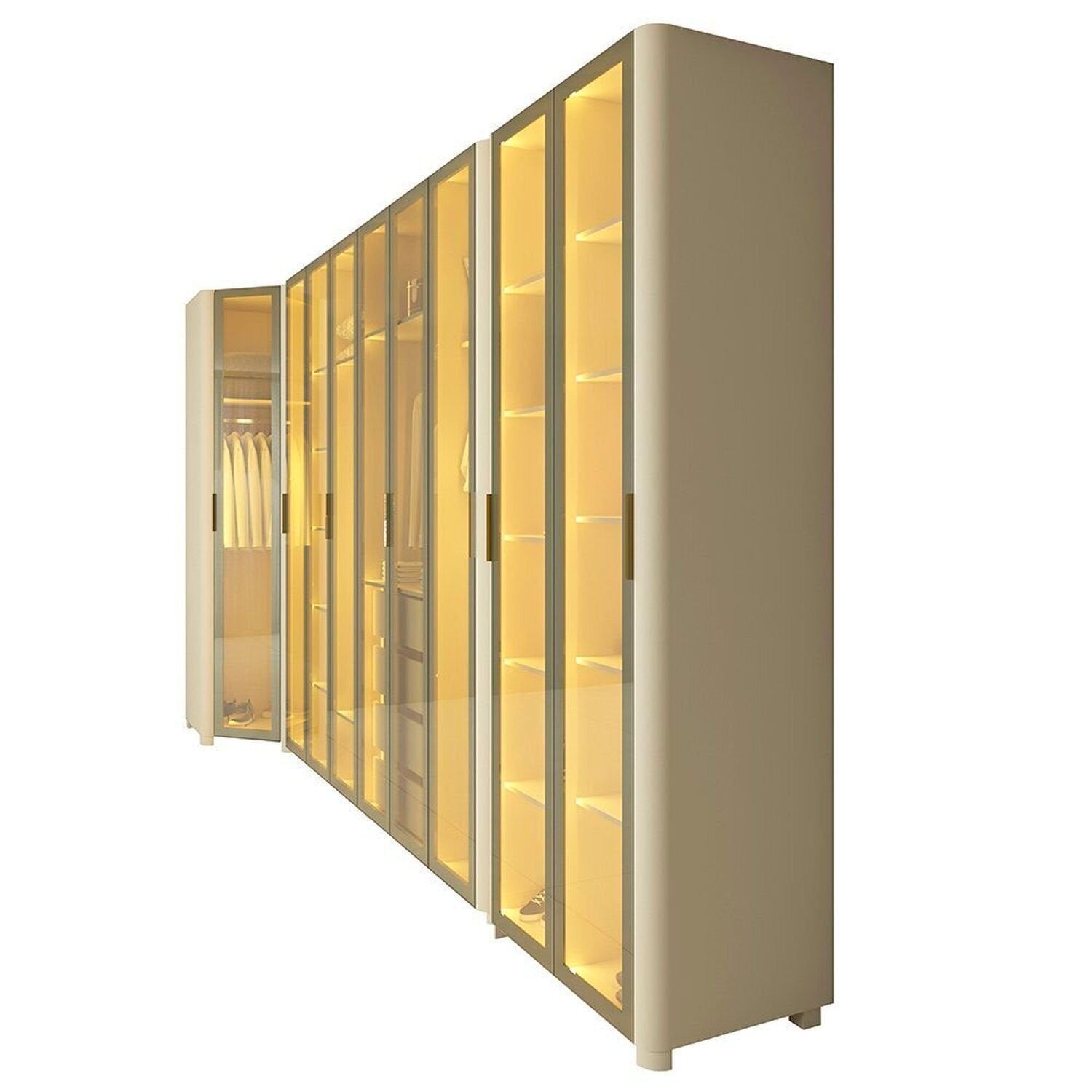 Guarda-Roupa Modulado Reflecta Innova 100% MDF Bege/Off White 339,2cm x 240cm Mod 015 Gelius Móveis