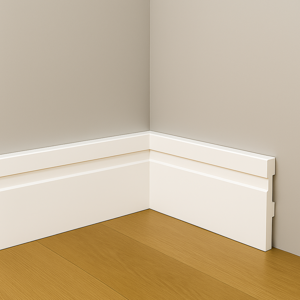 Rodapé Poliestireno 10cm Frisado Branco 2m RM Decor