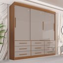 Guarda-Roupa Casal 3 Portas 9 Gavetas Luana Sallêto Móveis Off White/Cinamomo