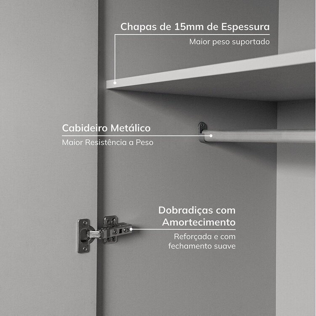 Guarda-Roupa Modulado de Canto 3 Peças 6 Portas Jade CabeCasa MadeiraOriginals
