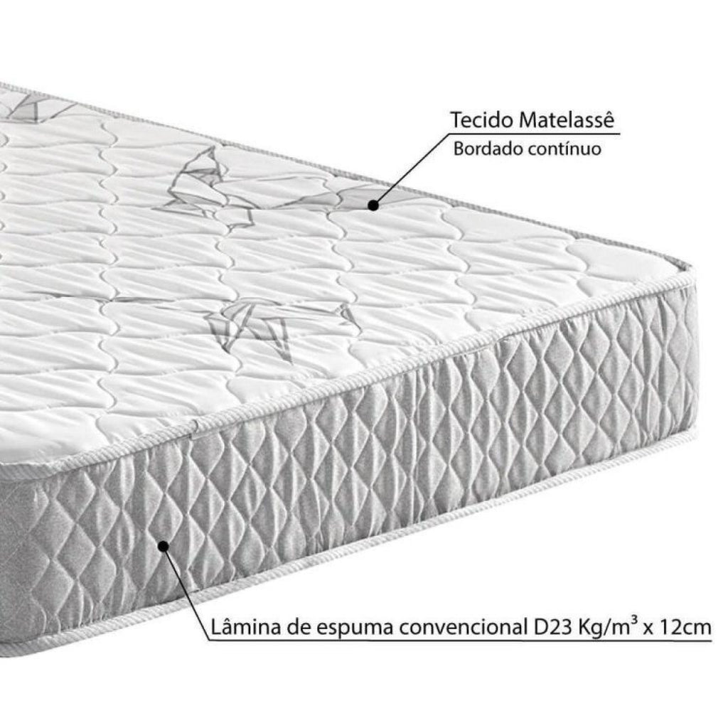 Kit 2 Colchões Solteiro Espuma D23 Ecoline Ecoflex Cinza 88x188x14cm e 78x188x14cm