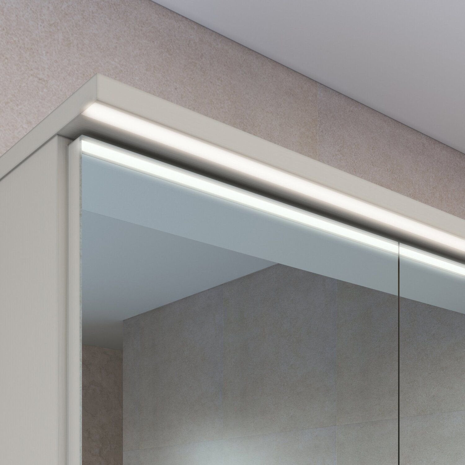 Armário Espelheira para Banheiro Prodecor 2 Portas com LED 60cm Bege/Arenas