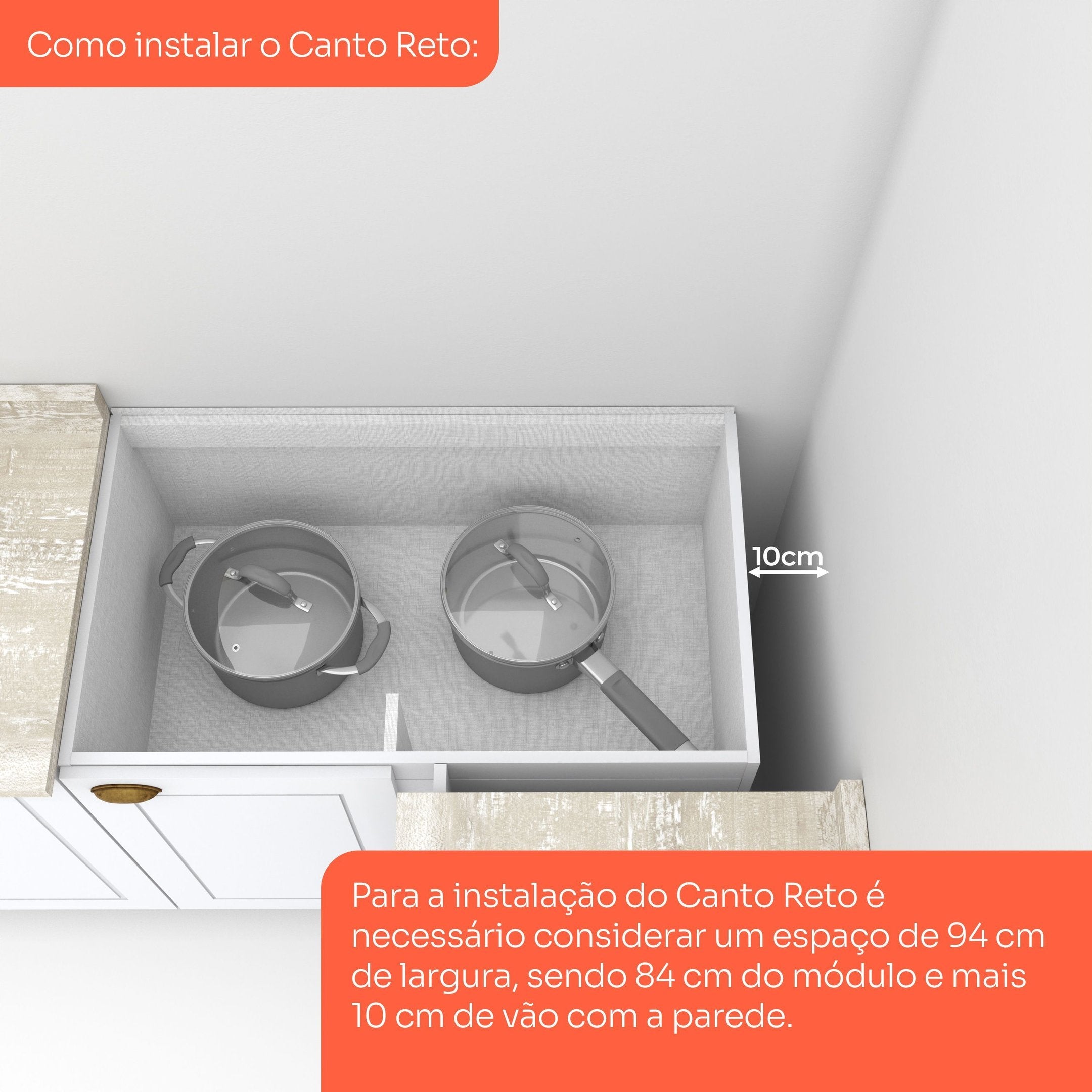 Balcão Canto Reto 1 Porta Emily Branco/HP Espresso Móveis