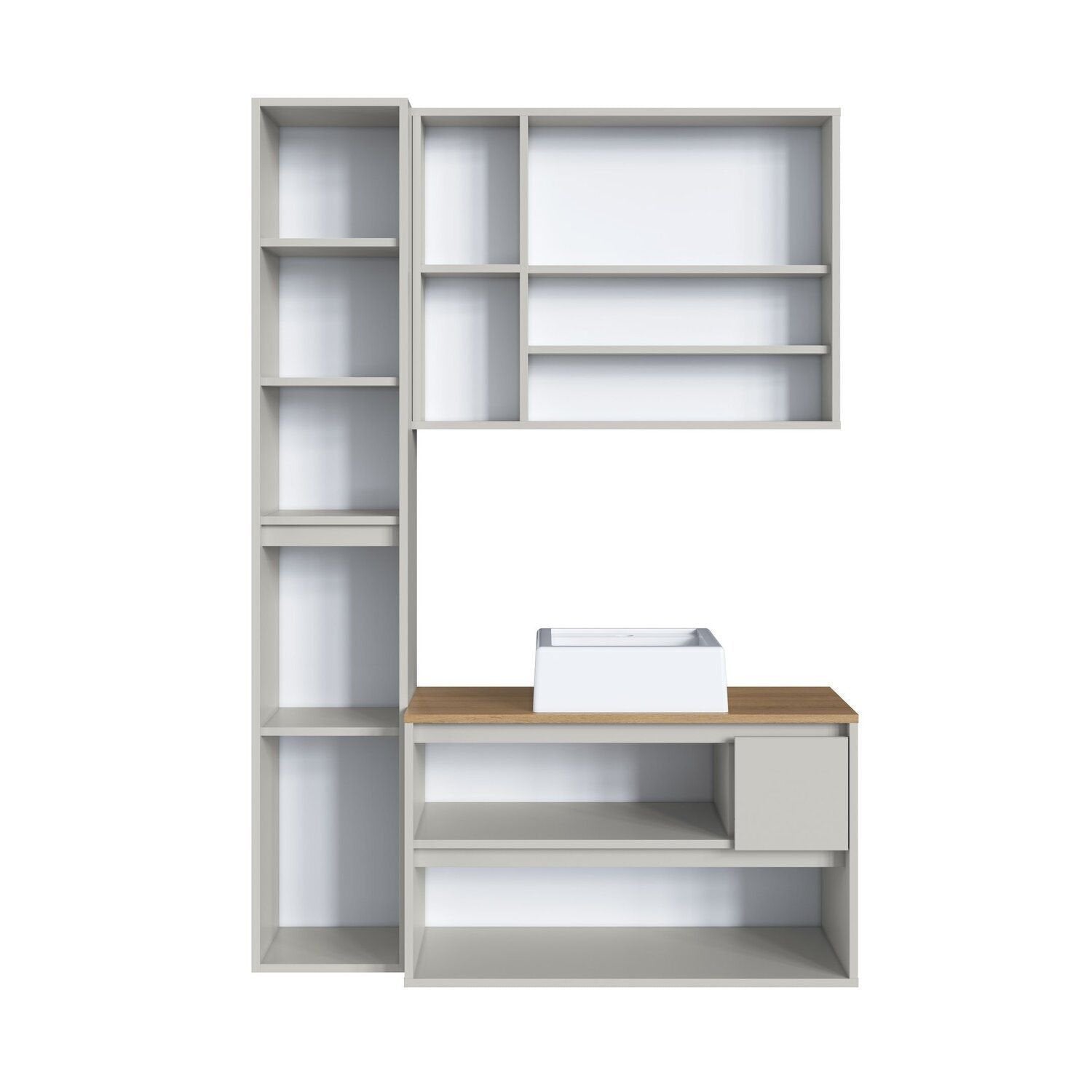 Conjunto para Banheiro Modulado 3 Peças Gabinete Suspenso com Cuba Belarus Art in Móveis 108cm Arenas