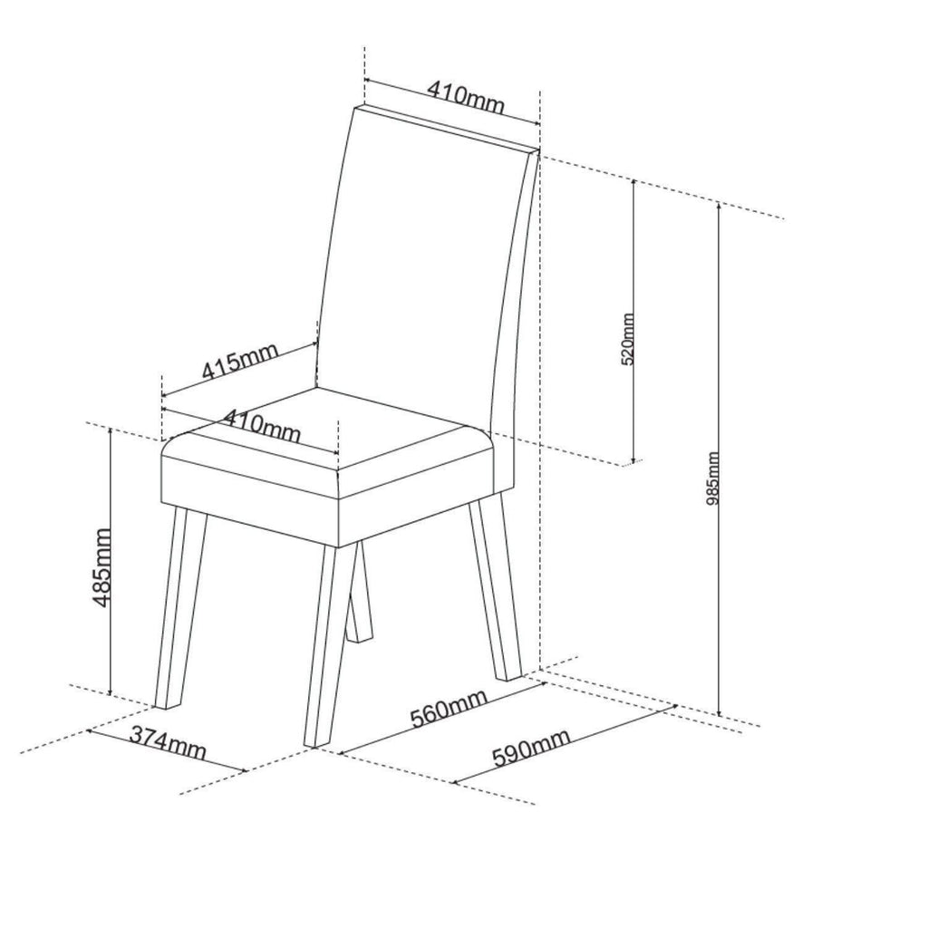 Conjunto Canto Alemão com Baú Mesa 120x77,8cm Tampo Vidro e 2 Cadeiras Milão Viero