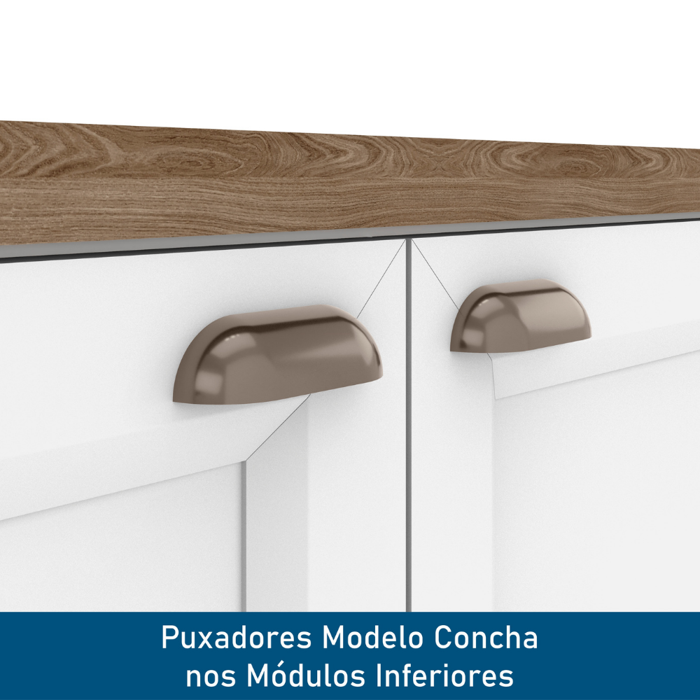 Balcão para Pia 2 Portas 2 Gavetas 120cm sem Tampo Unna Yescasa Branco