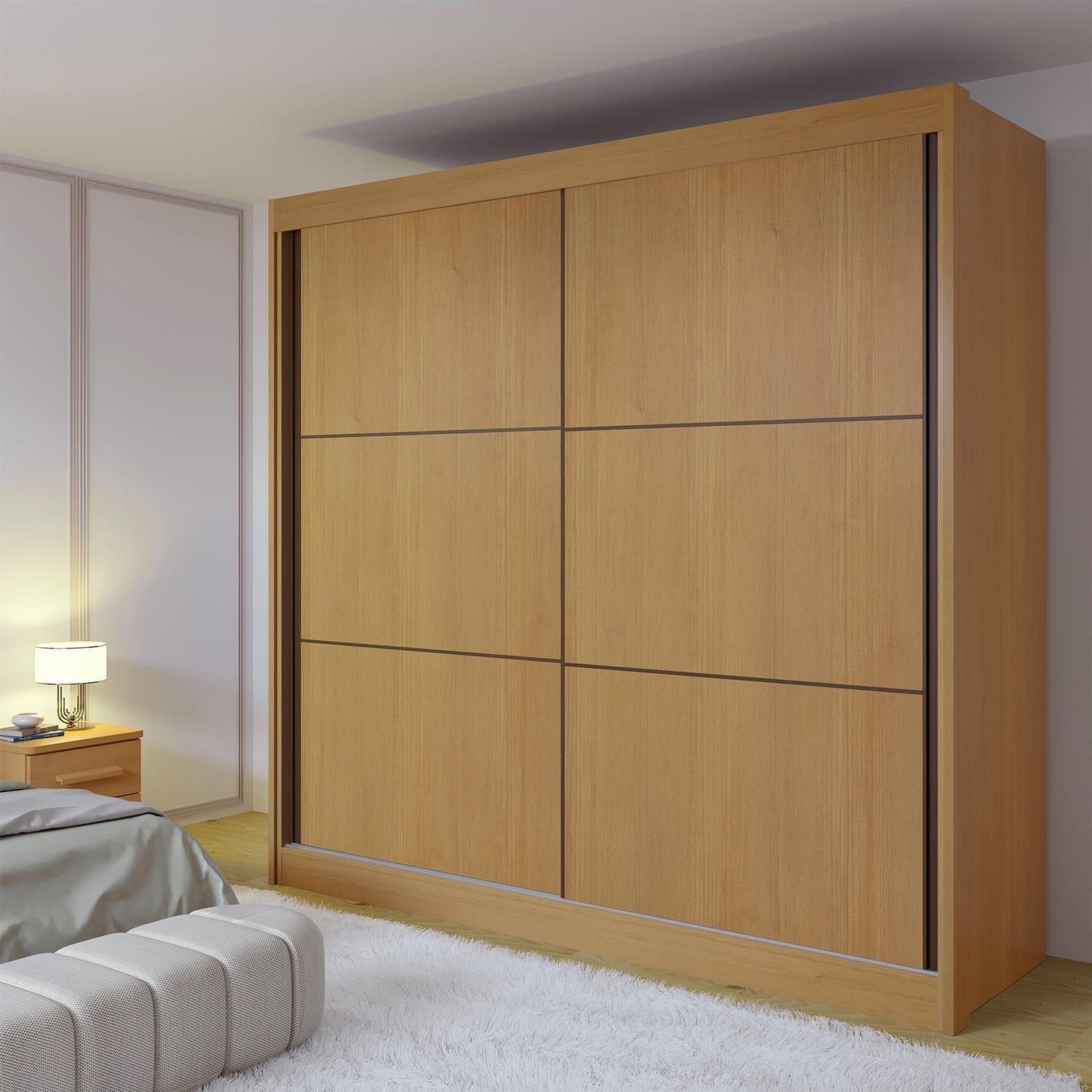 Guarda-Roupa Casal 2 Portas 6 Gavetas Hawai D Doro MDF Marrom/Cinamomo/Off White