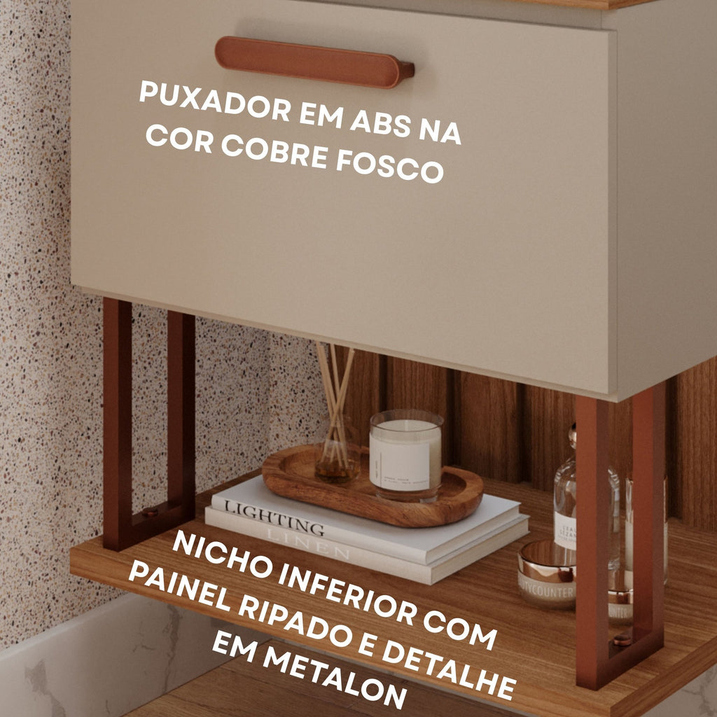 Gabinete Suspenso com Cuba 60cm Mari Espresso Móveis Bege/Cappuccino