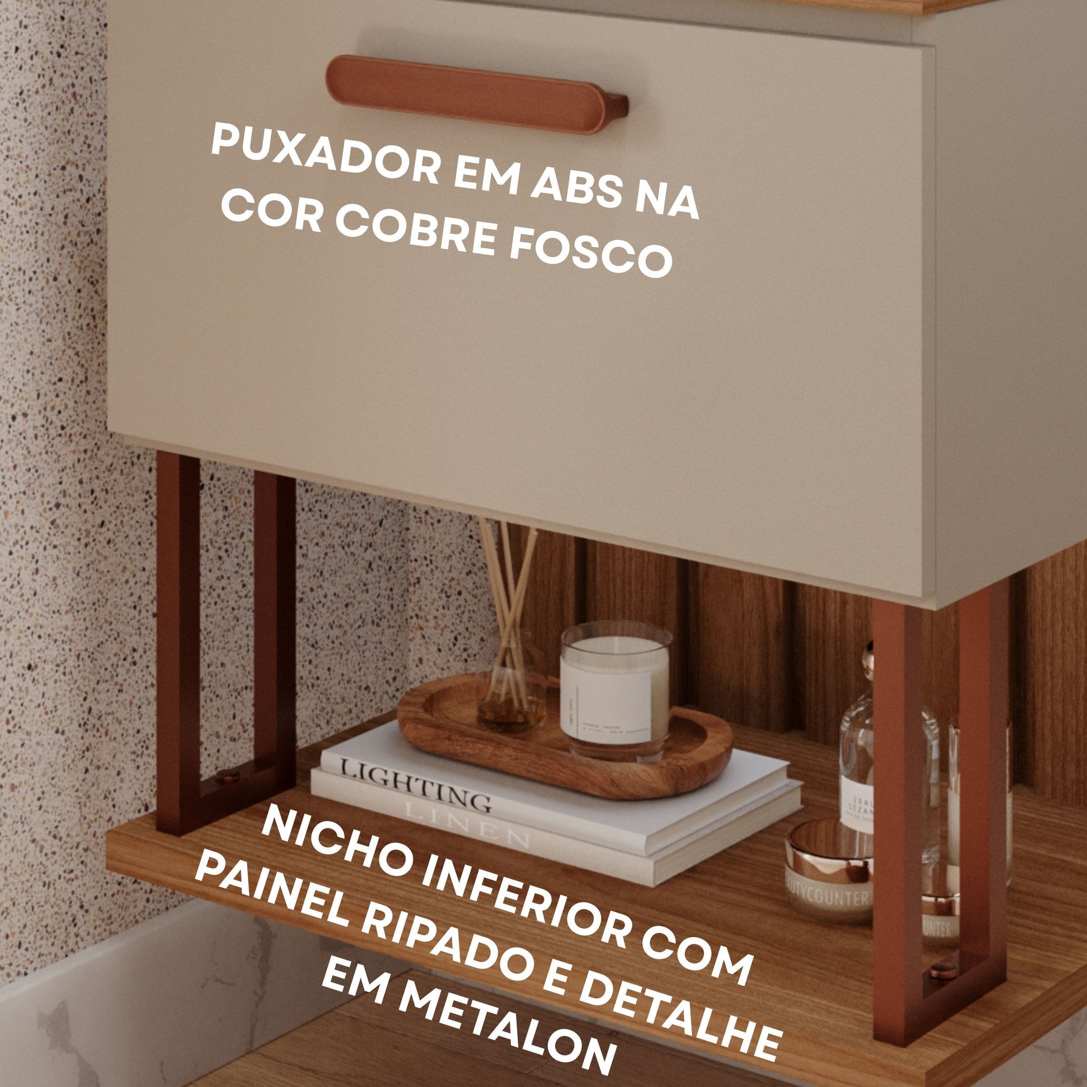 Gabinete Suspenso com Cuba 60cm Mari Espresso Móveis Bege/Cappuccino