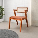 Kit 6 Cadeiras de Jantar Verona Madeira Maciça Rattan Natural Estofada Espresso Móveis