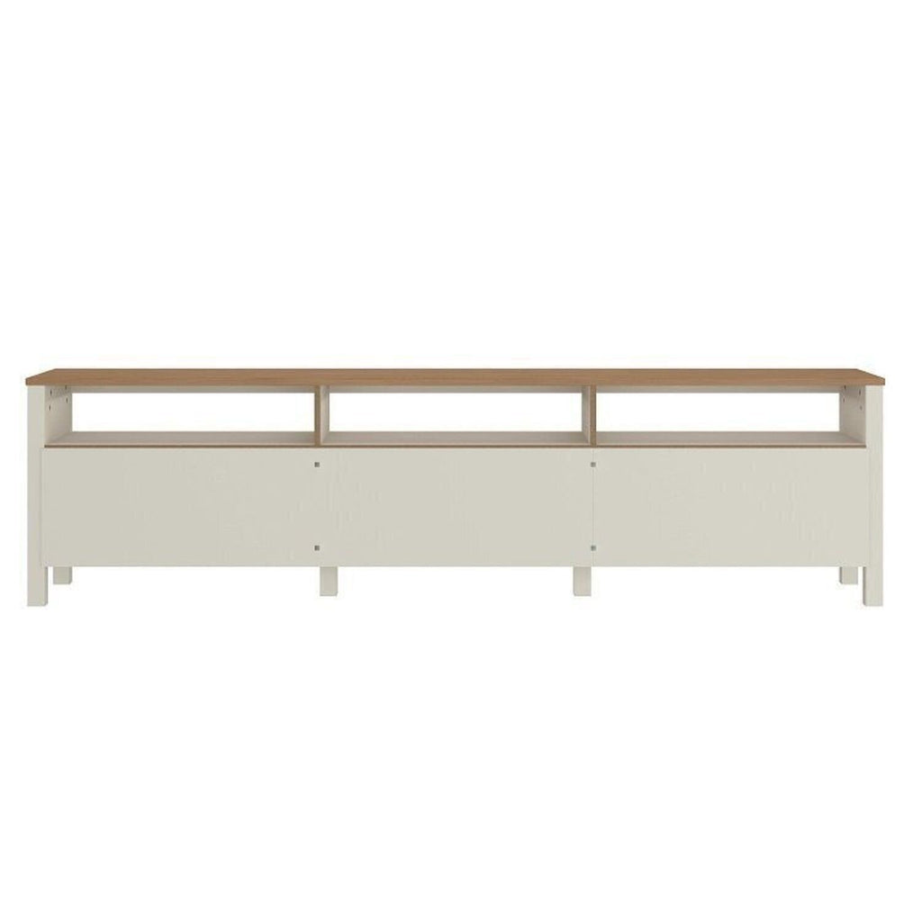 Conjunto Sala de Estar Ananda Rack Estante e Cristaleira Madeira Maciça Off White/Mel CabeCasa MadeiraMadeira