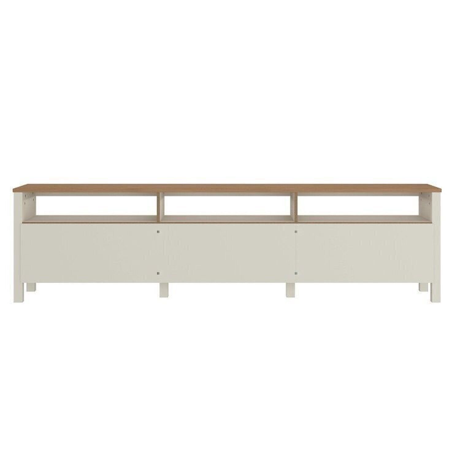 Conjunto Sala de Estar Ananda Rack Estante e Cristaleira Madeira Maciça Off White/Mel CabeCasa MadeiraMadeira