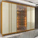 Guarda-Roupa Casal 6 Portas com Pés e LED Absolut New Reflecta Gelius Móveis 100% MDF Off White
