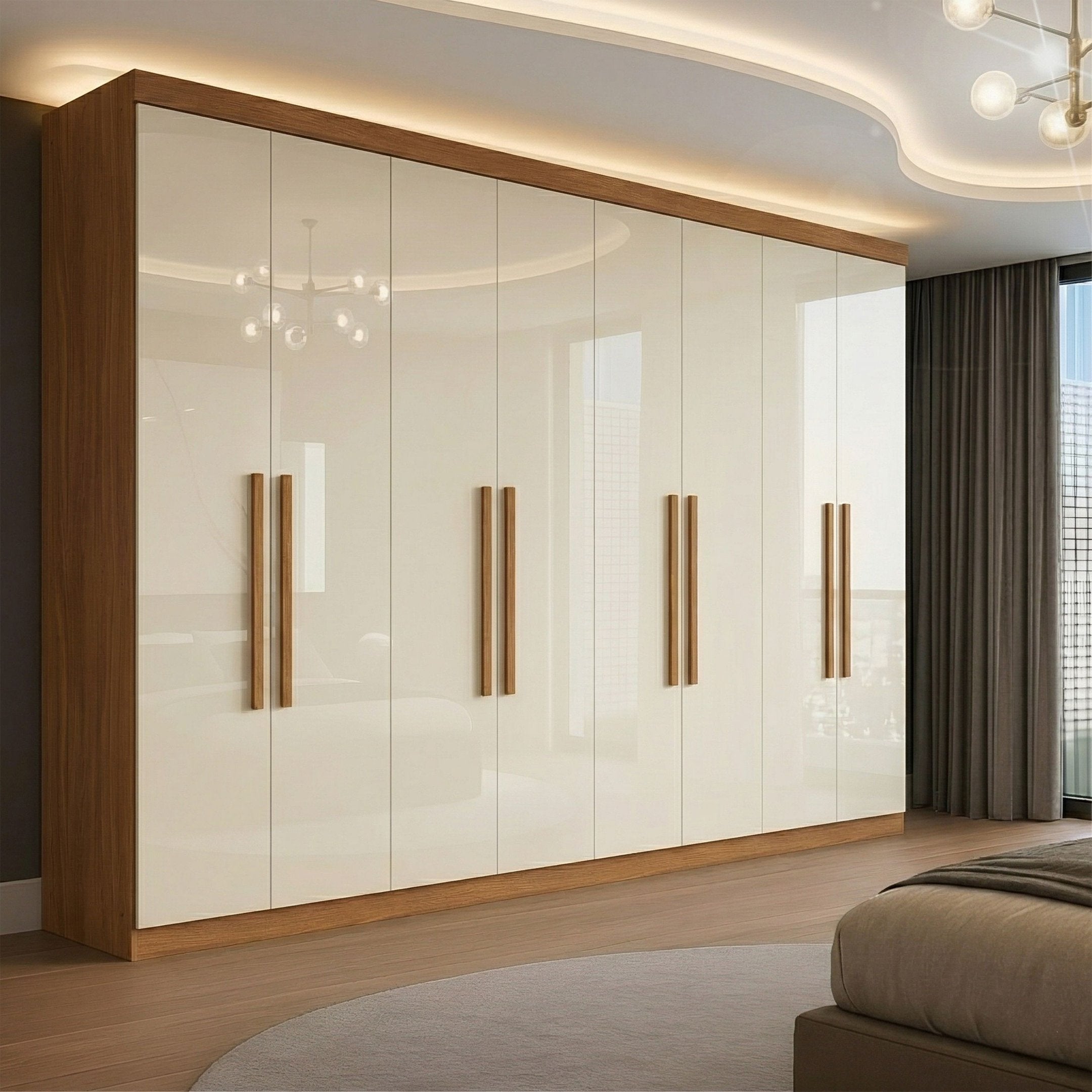 Guarda-Roupa Casal 8 Portas 4 Gavetas Paris Espresso Móveis Cinza/Ônix