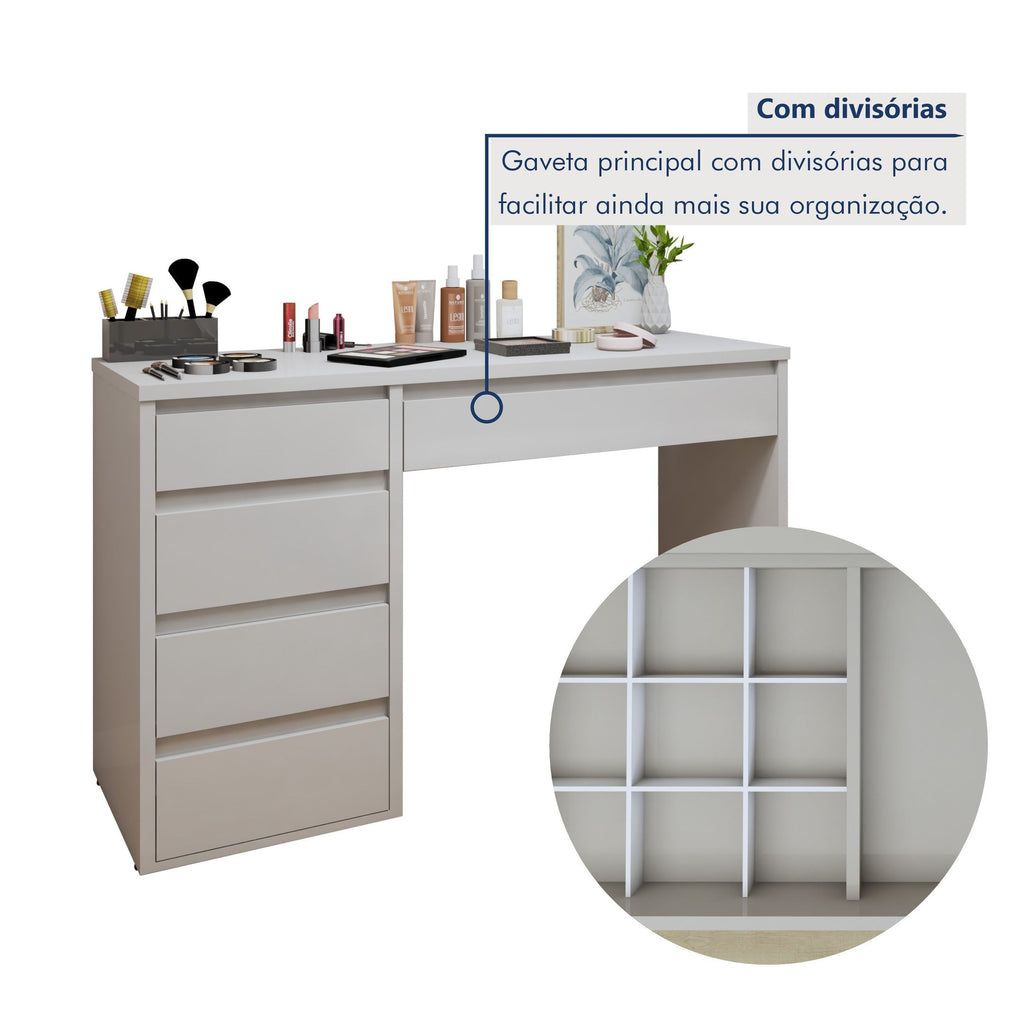 Penteadeira 5 Gavetas 100% MDF sem Espelho Giulia Yescasa Off White