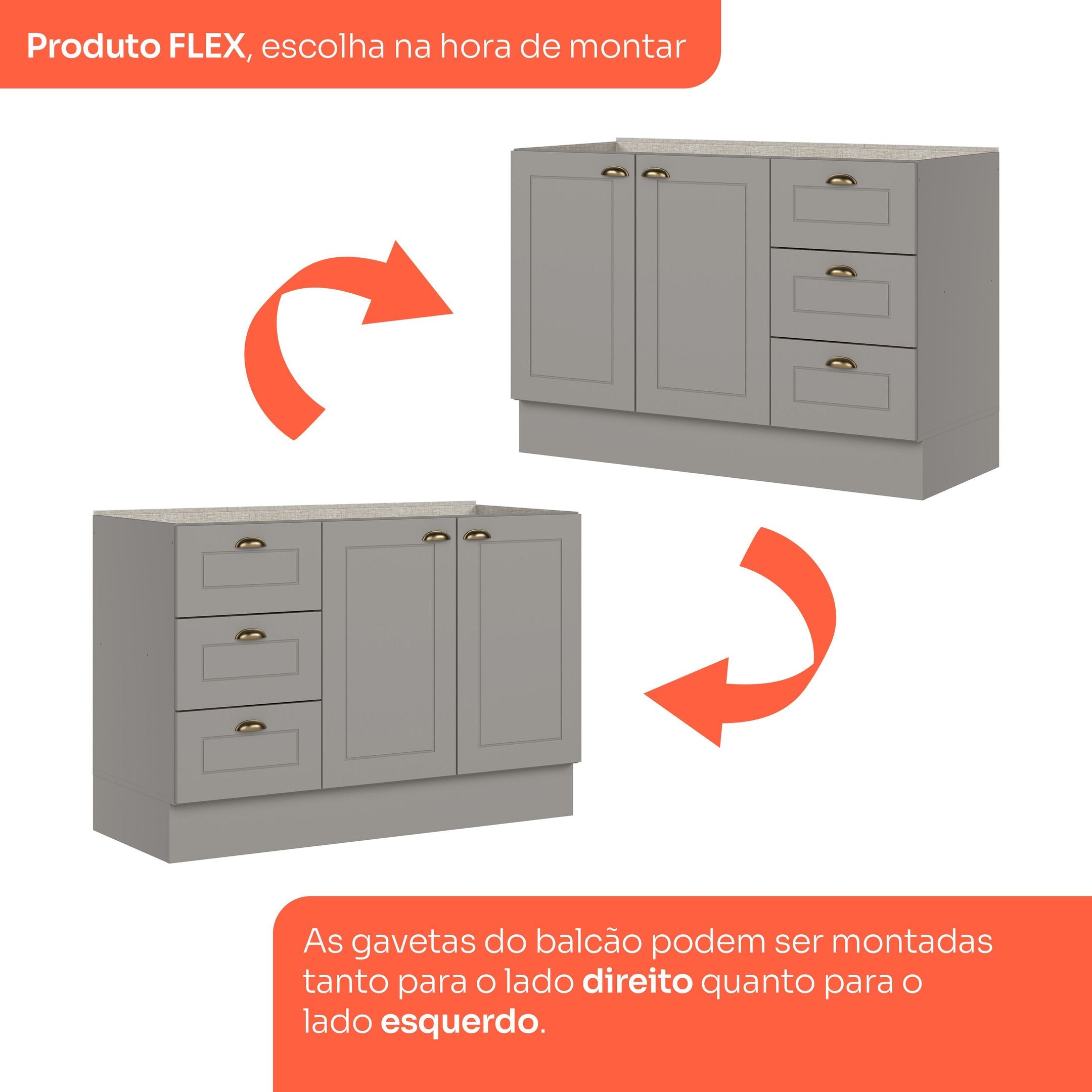 Cozinha Compacta 2 Peças 100% MDF com Balcão Pia e Tampo Cinza/Nature Americana Henn 913398