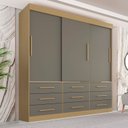Guarda-Roupa Casal 3 Portas 9 Gavetas Luana Sallêto Móveis Off White/Cinamomo