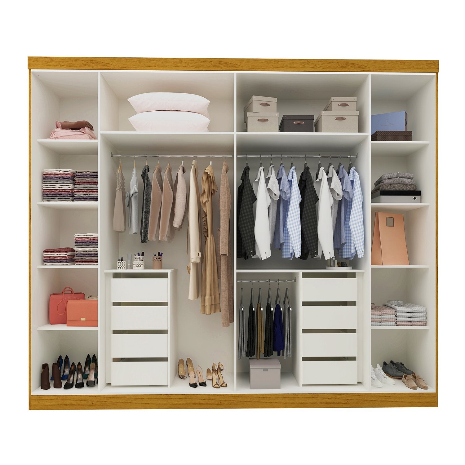 Guarda-Roupa Casal 6 Portas Carnaúba CabeCasa MadeiraOriginals 100% MDF Marrom/Marrome/Off White