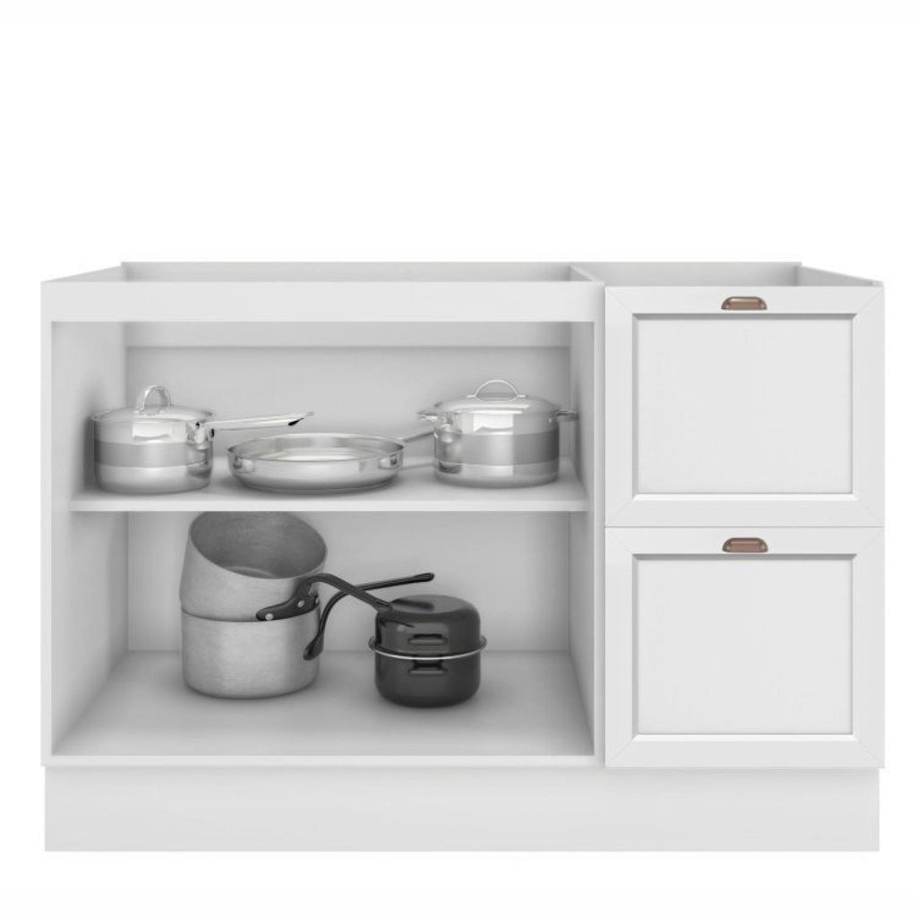 Cozinha Completa Modulada Unna Yescasa 6 Peças 15 Portas 2 Gavetas Paneleiro Nicho Branco