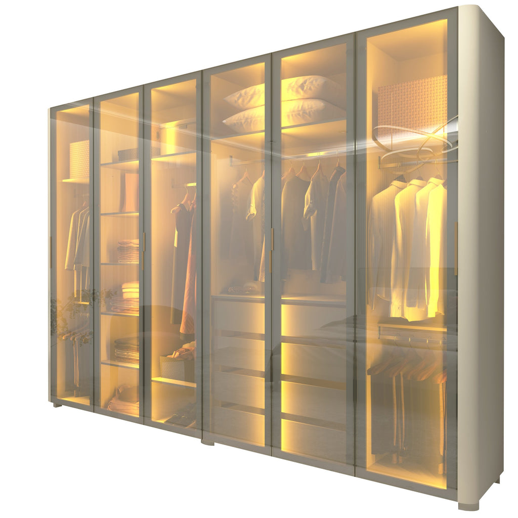 Guarda-Roupa Casal 6 Portas 4 Gavetas Innova Gelius Móveis 100% MDF Branco/Off White