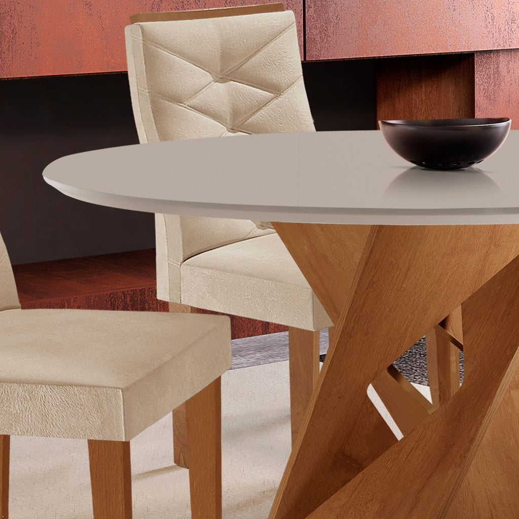 Conjunto Sala de Jantar Mesa Redonda Tampo MDF com 4 Cadeiras Barcelona Yescasa
