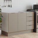 Balcão Pia 120cm sem Tampo com Rodapé Puxador 150mm Ipanema CabeCasa MadeiraOriginals Branco/Fendi Trama