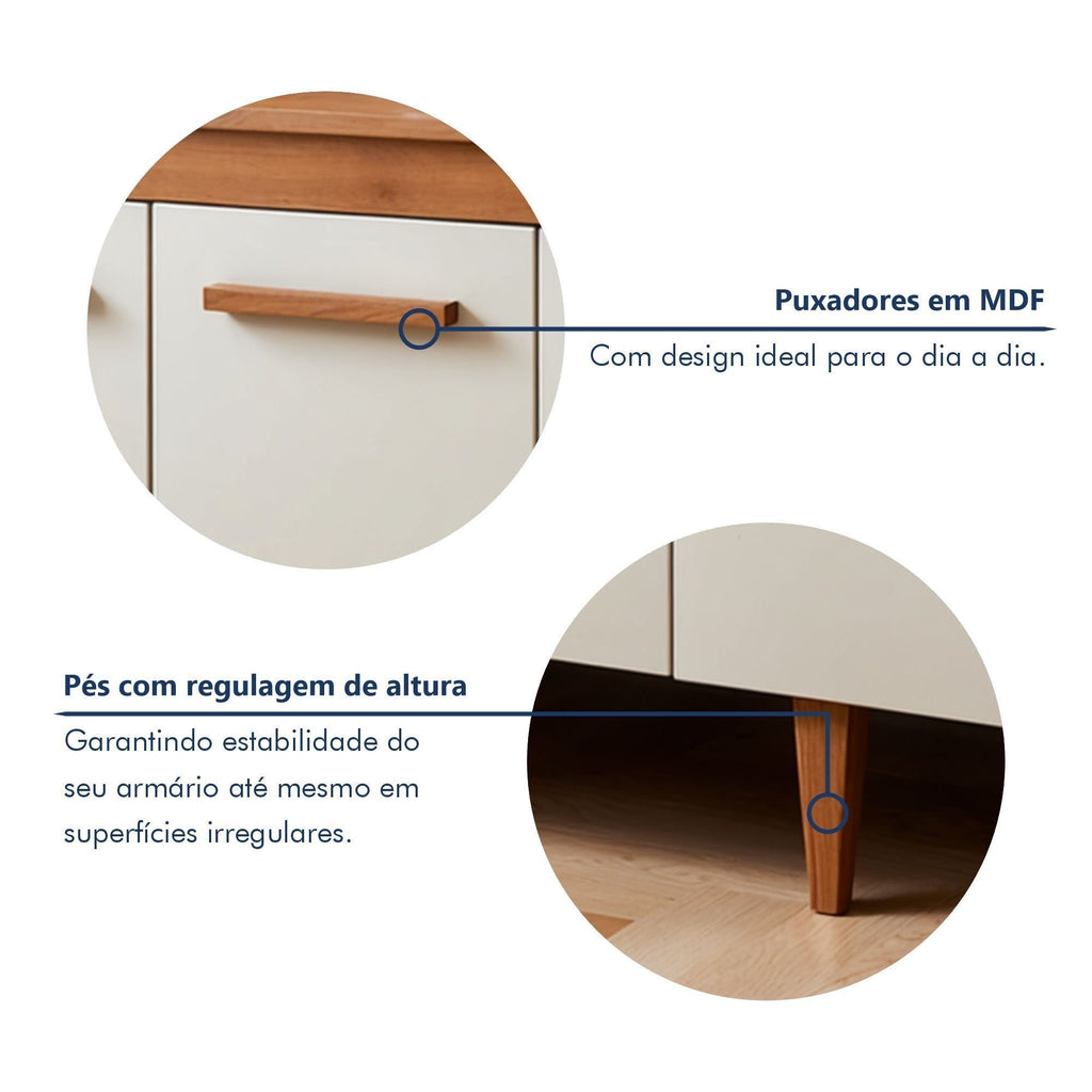 Cozinha Completa Modulada 9 Portas 3 Gavetas Atenas Kaiki Móveis Branco