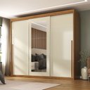 Guarda-Roupa Casal 3 Portas de Correr 6 Gavetas Spazio Yescasa 100% MDF Off White/Cinamomo